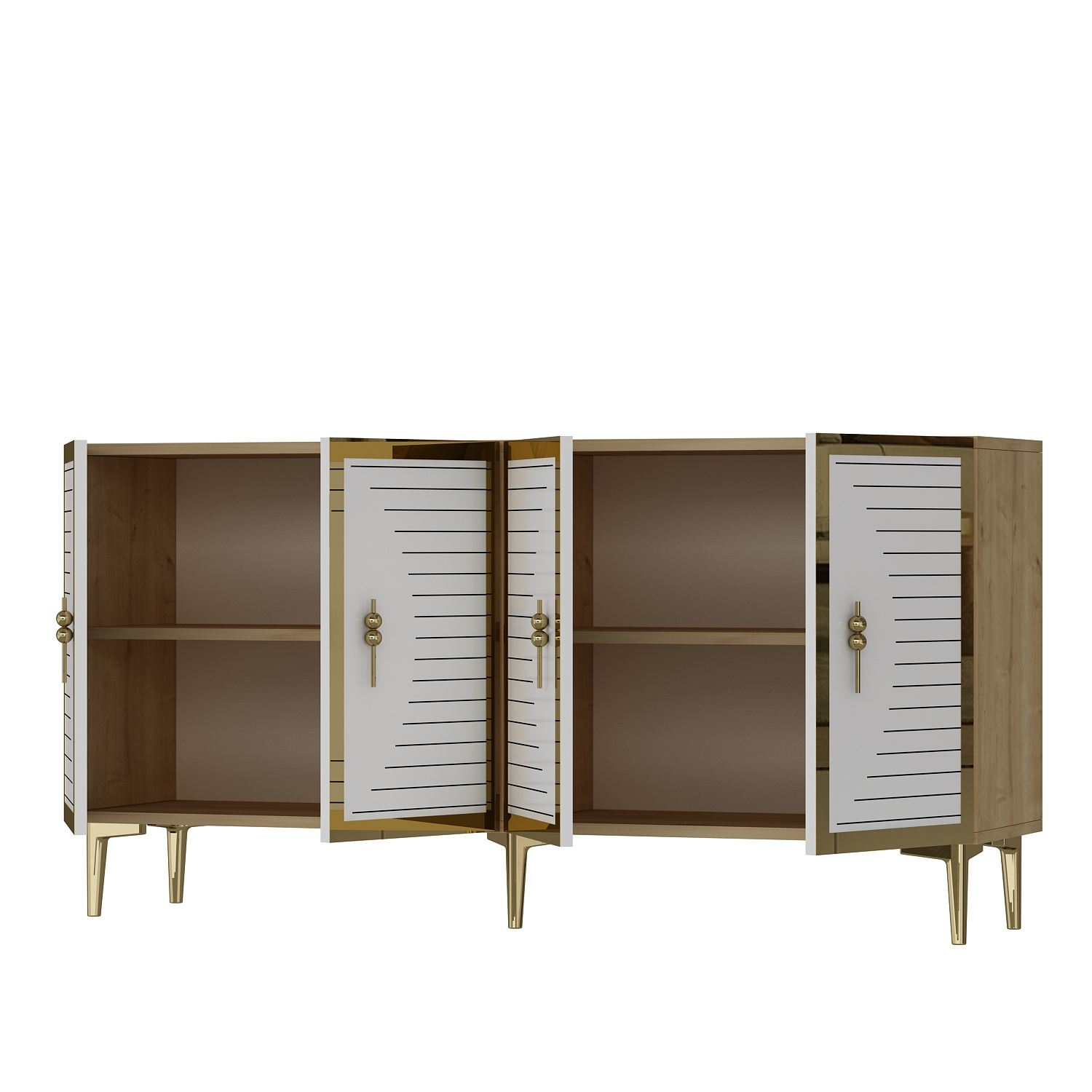 Consola Woody Fashion, Sapphire, Alb, Aur, 150x75x32cm, 18mm