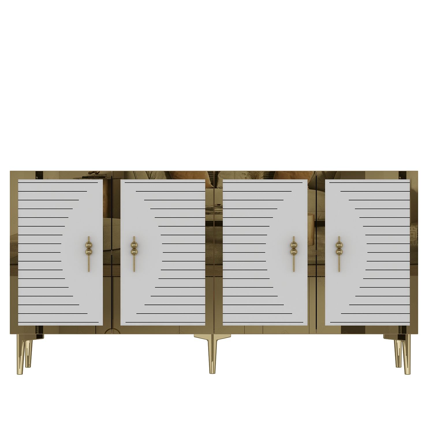Consola Woody Fashion, Sapphire, Alb, Aur, 150x75x32cm, 18mm