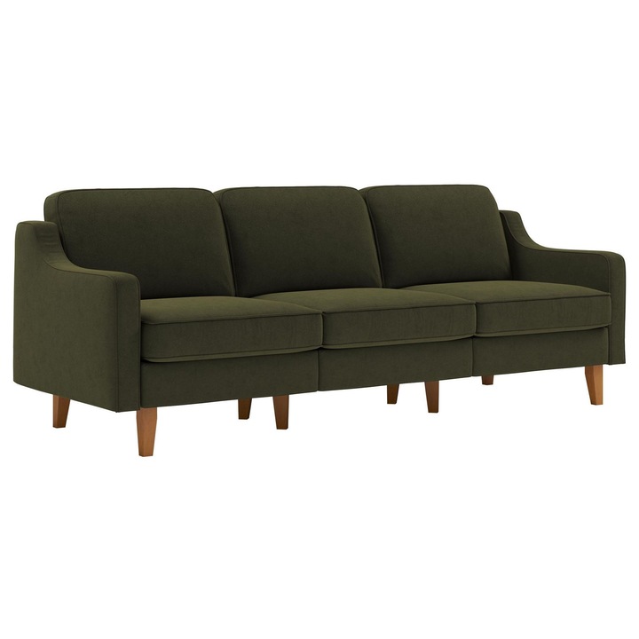 Canapea 3 locuri, Atelier Del Sofa, verde ulei, 220x84x87cm, 2 perne incluse