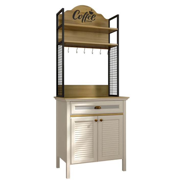 Bar de cafea Woody Fashion 827, crem/negru, 80,4x210x52,1cm