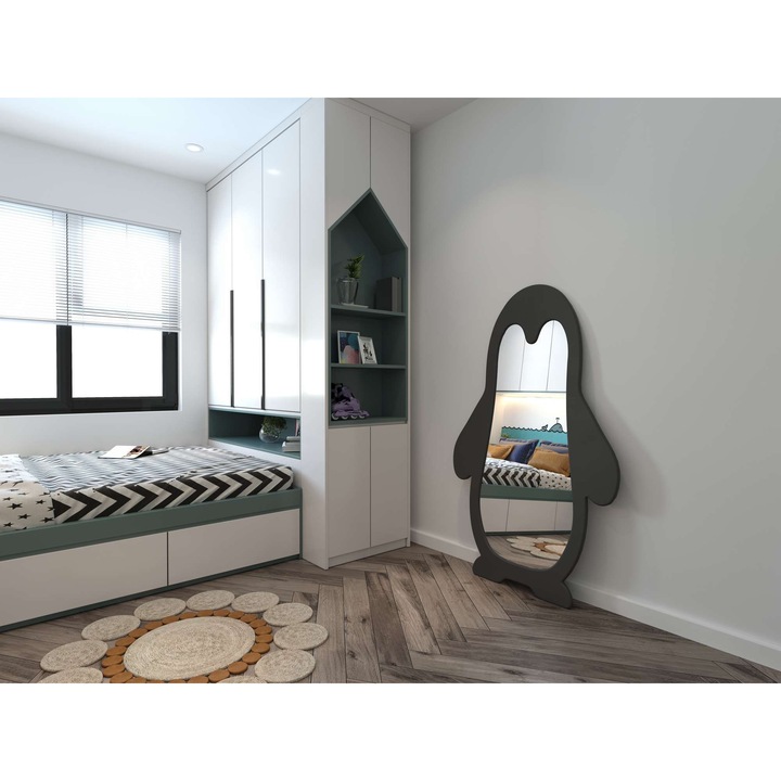 Woody Fashion Cheval tükör, fekete, 90x150cm, falra szerelhető