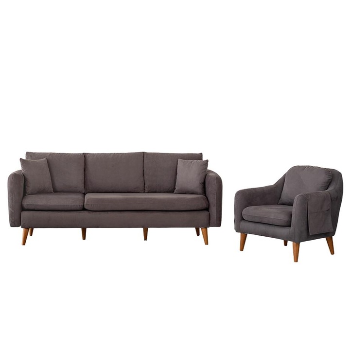 Set canapea si fotoliu, Atelier Del Sofa, 215x85x91cm, culoare antracit