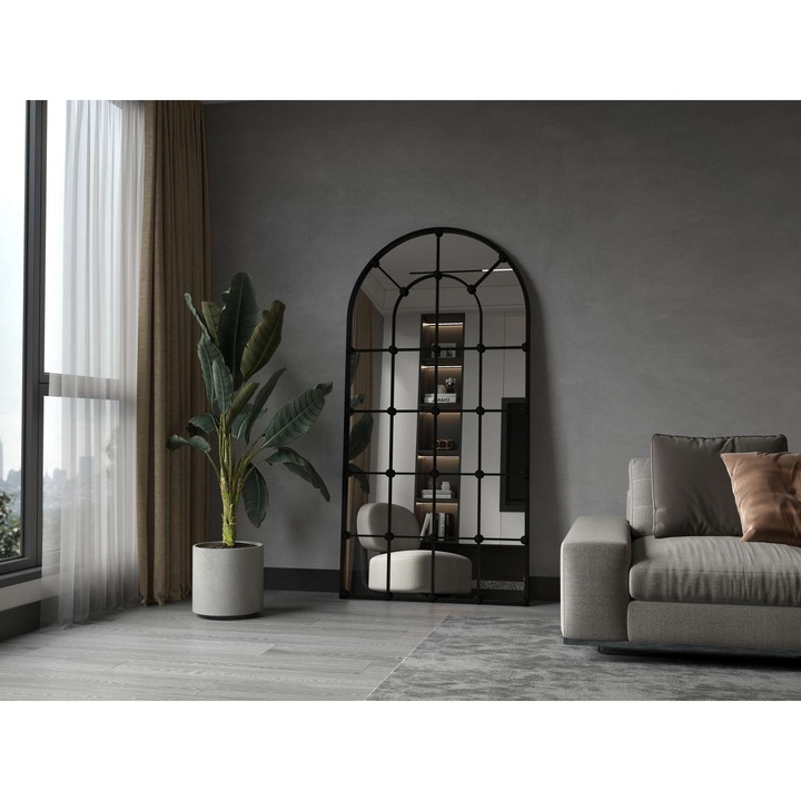 Woody Fashion Cheval tükör, fekete, 90x180cm, falra szerelhető