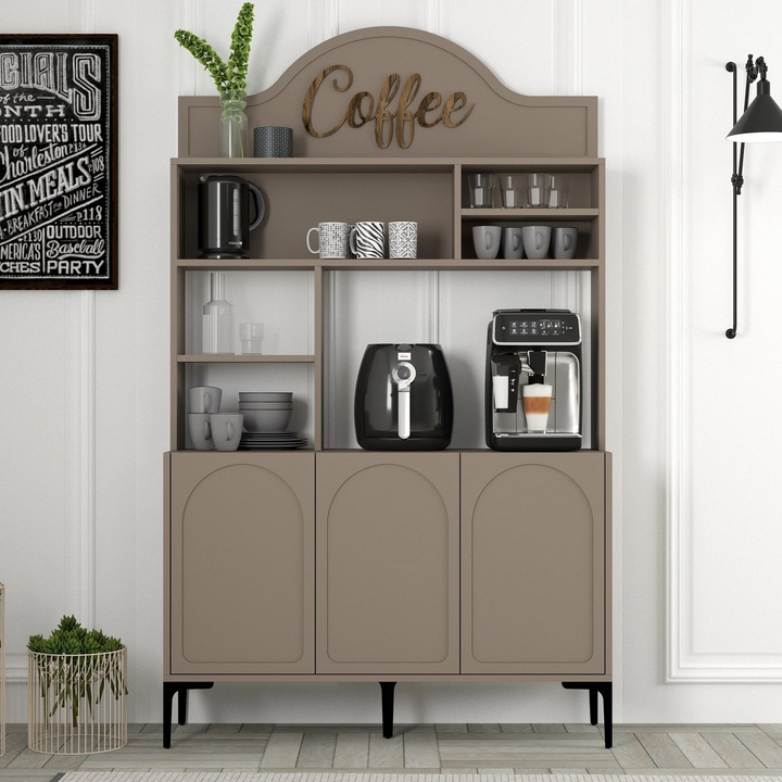 Set mobilier bucatarie, Woody Fashion, dulap bar cafea, maro, 120x202x35cm, 18mm