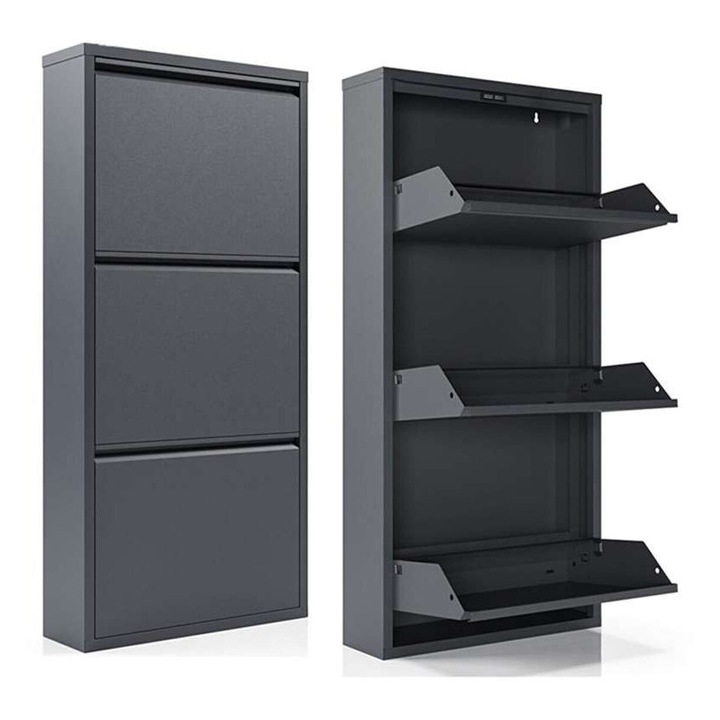 Woody Fashion cipőtároló szekrény, 6 pár, antracit, 50x104x15cm, 1 db-os készlet