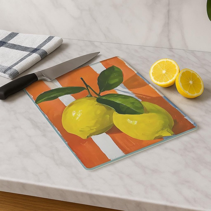 Tocator de bucatarie, Hermia Concept, sticla temperata, antibacterian, 20x30cm, multicolor