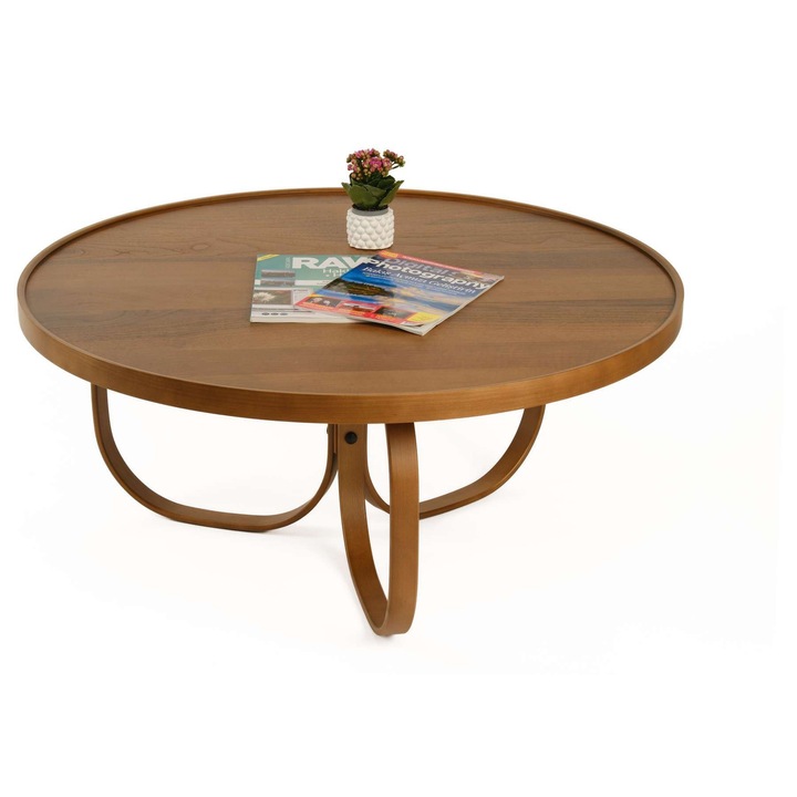 Masa de cafea, Woody Fashion, 100x100cm, 18mm grosime, nuc, inaltime 46cm