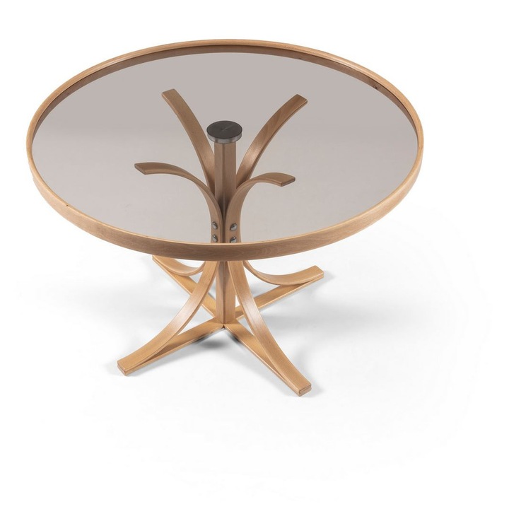 Masa de cafea, Woody Fashion, lemn de stejar, sticla securizata, 80x47x80cm