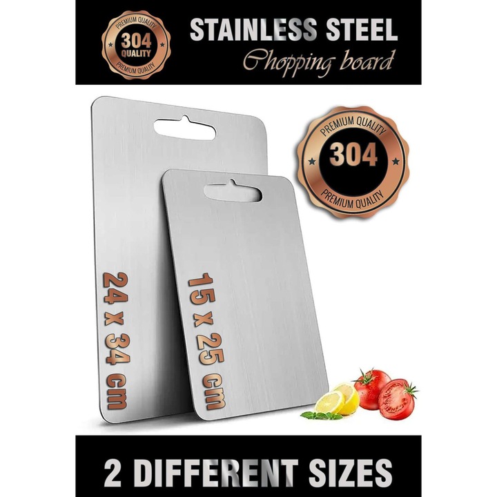 Set tocatoare din otel inoxidabil, Hermia Concept, 2 piese, argintiu, 24x34cm si 15x25cm