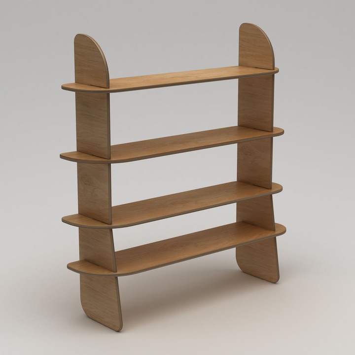 Raft Woody Fashion 678, lemn natural, 150x160x35cm, 75kg, cu multe rafturi, montabil pe perete