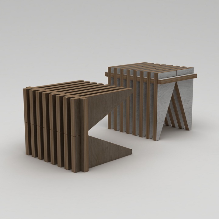 Табуретка Woody Fashion 753, естествено дърво, 18мм, 51x40x40см, капацитет 120кг