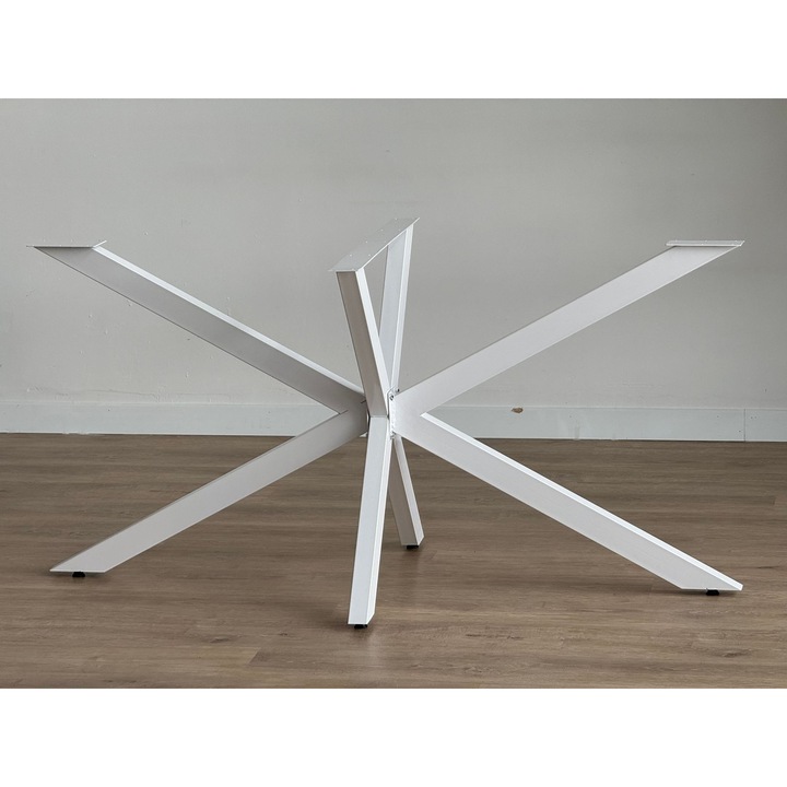 Picioare de masa metalice, Woody Fashion, 71x150cm, alb, sistem de conexiune durabil