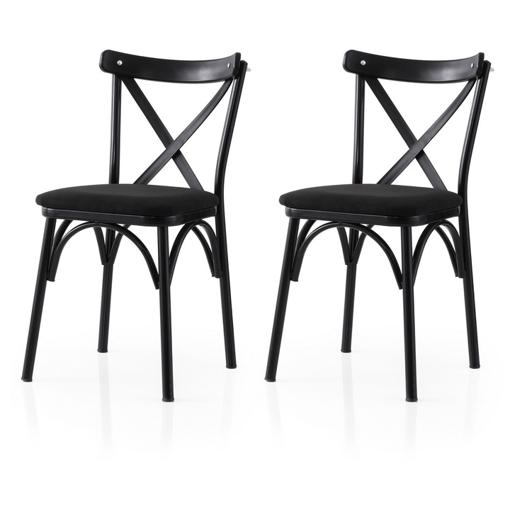 Set scaune Woody Fashion, 2 piese, negru, 42x40x81cm