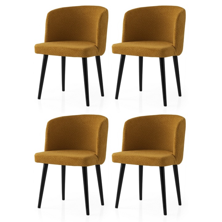 Set de scaune Woody Fashion, 4 piese, negru, galben, 57x81x57cm