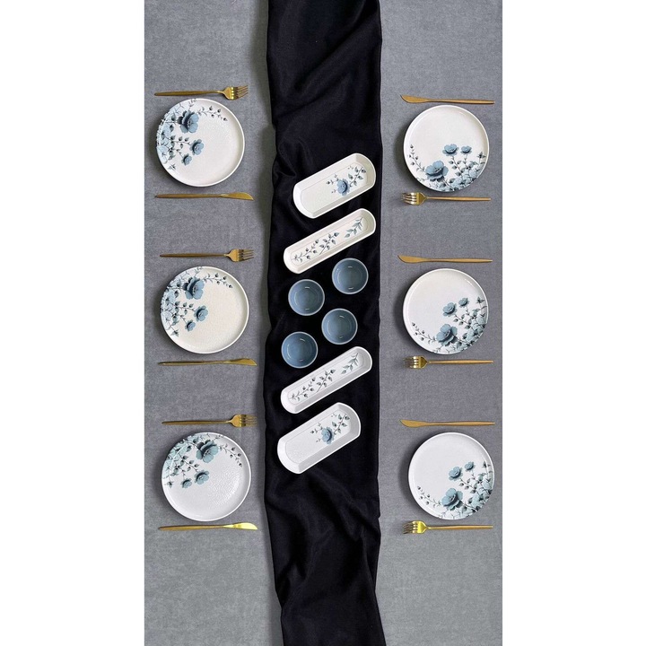 Set de mic dejun (14 piese), Hermia Concept, ceramica, multicolor, 20x20cm, 20x6x3cm, 15x12x3cm, 6x6cm