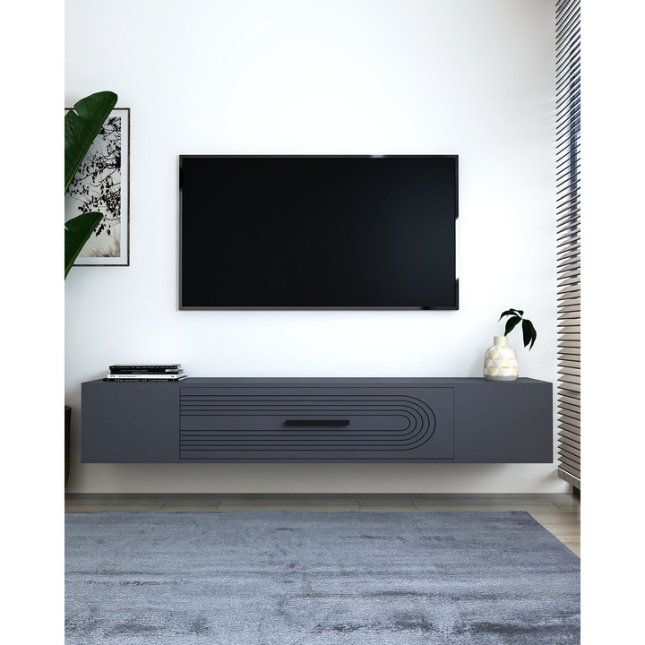 Woody Fashion TV szekrény, 150x33.2x29.6cm, antracit, melamin forgácslap