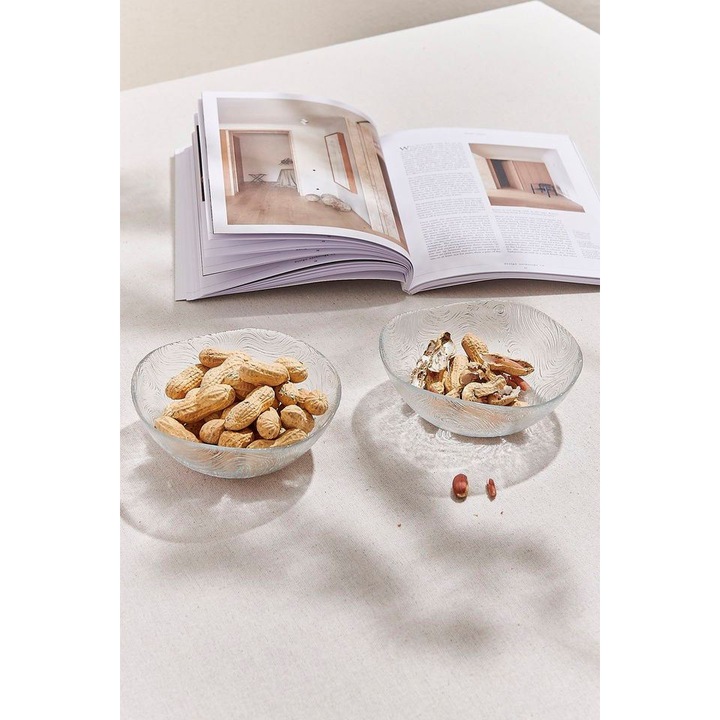 6 darabos üvegtál készlet, Hermia Concept, átlátszó, 10.5x10.5x6cm, 200ml