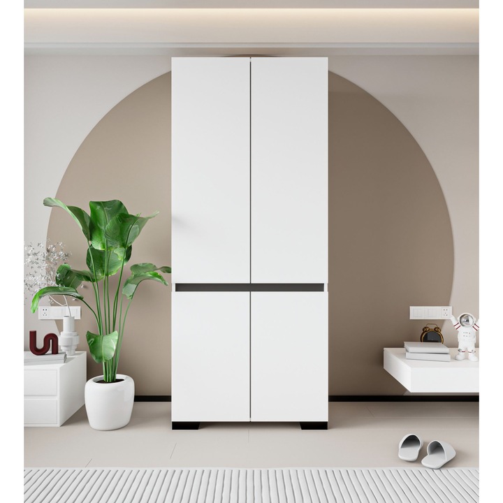 Dulap Woody Fashion 478, alb, antracit, 90x210x52cm