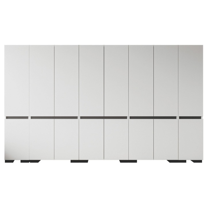 Dulap Woody Fashion 621, alb, antracit, 360x210x52cm, cu rafturi, montabil pe perete