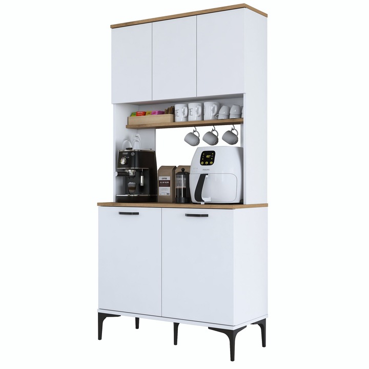 Dulap multifunctional Woody Fashion, nuc si alb, 90.2x184.2x40cm