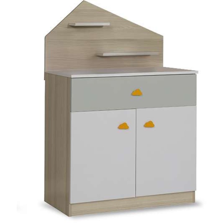 Comoda Woody Fashion, verde, 88x134x47cm, 100% placaj melaminat