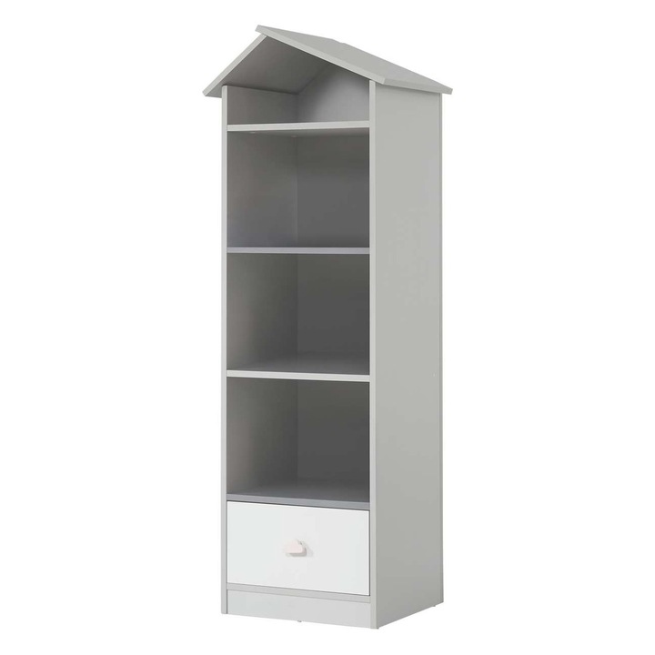 Biblioteca Woody Fashion, gri, 60x49x171cm, din PAL melaminat