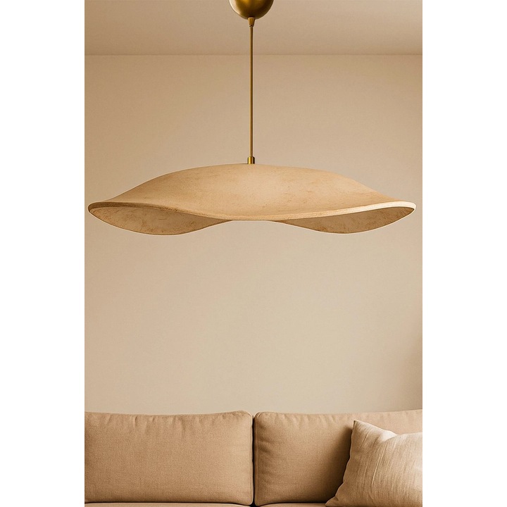 Lustra Opviq, model 026, metal, capac carbon beton, inaltime ajustabila 15-60 cm, culoare aurie