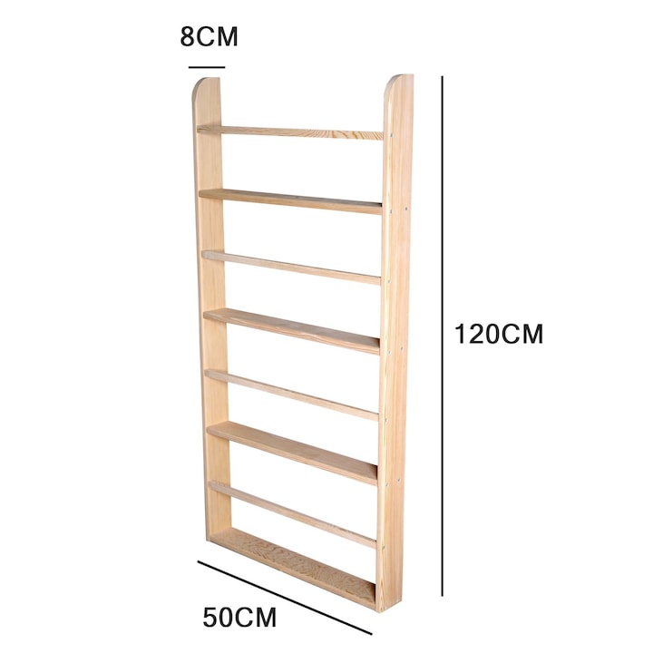 Biblioteca din lemn de pin, Woody Fashion, culoare stejar, 120x50x8cm, set de 10 bucati