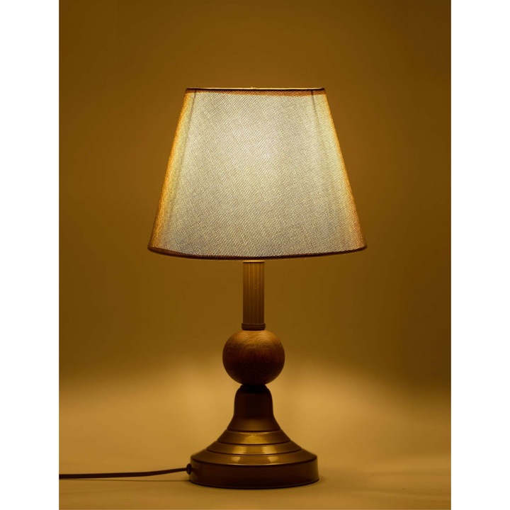 Veioza Metalica Opviq, Bej, Antichizat, 43cm, cu Capac din Material