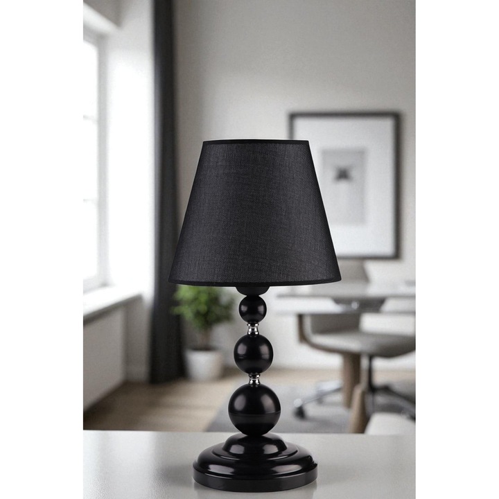 Veioza Opviq, metal negru, 50cm, abajur din material