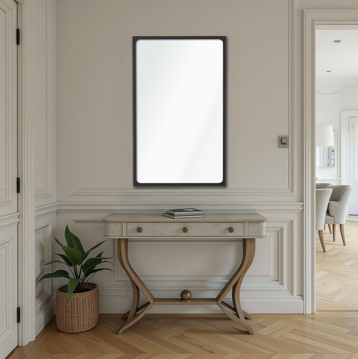 Woody Fashion dekoratív tükör, 50x70cm, MDF keret, fekete