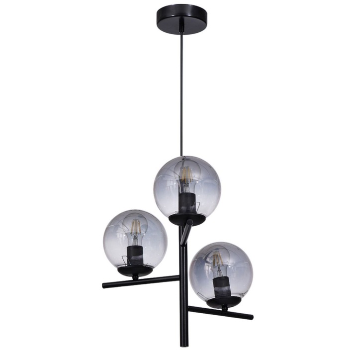 Lustra 303, Opviq, gri si negru, dimensiuni 15x26cm, inaltime totala 80cm