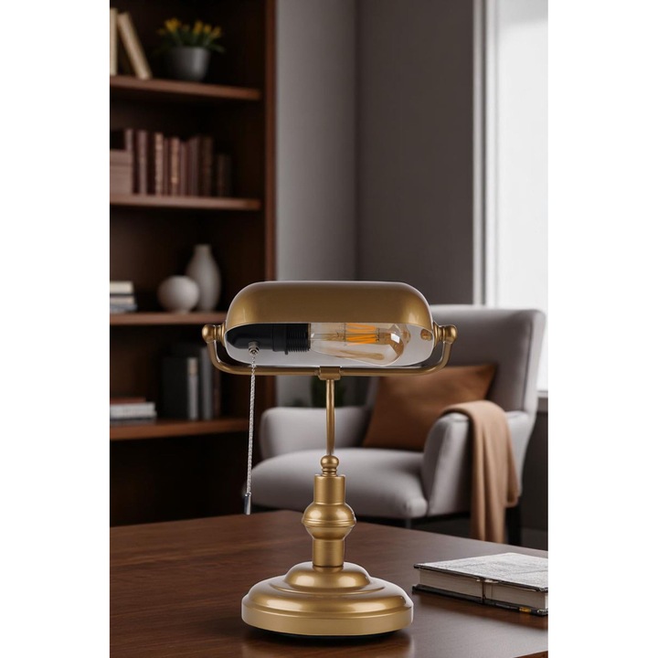 Veioza Opviq, model 613, metal, finisaj auriu, 38cm, cu intrerupator