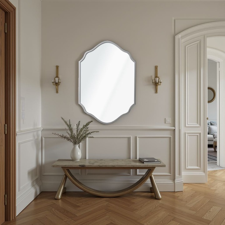 Woody Fashion Dísztükör, 47x70cm, ezüst, MDF keret