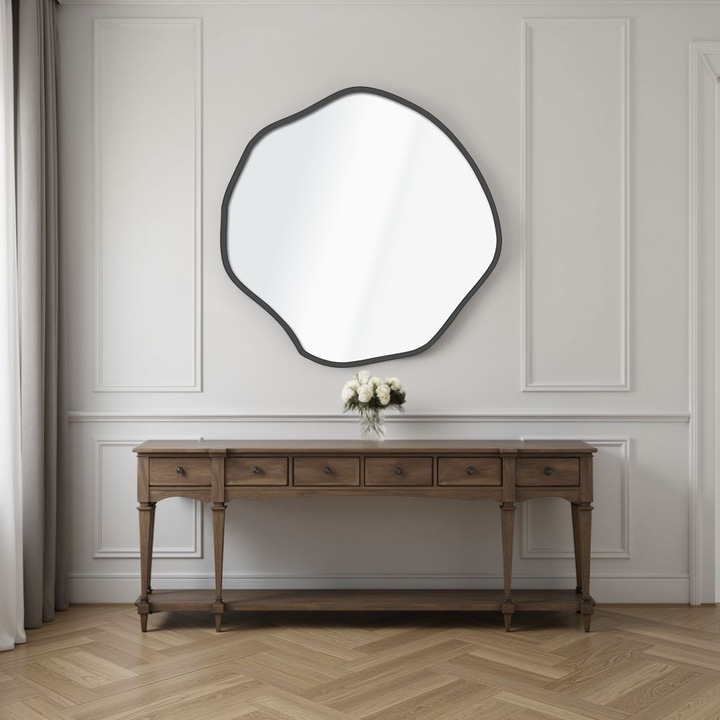 Woody Fashion Dísztükör, 60x60cm, fekete, MDF keret