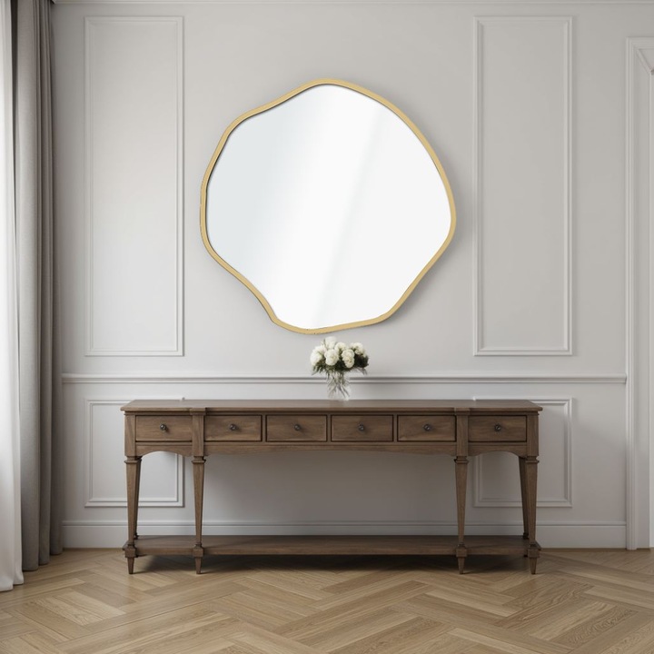 Woody Fashion dekoratív tükör, arany, 60x60cm, MDF keret