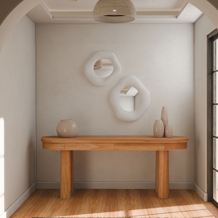 Woody Fashion Dísztükör Szett, Fehér, 45x45cm és 50x60cm