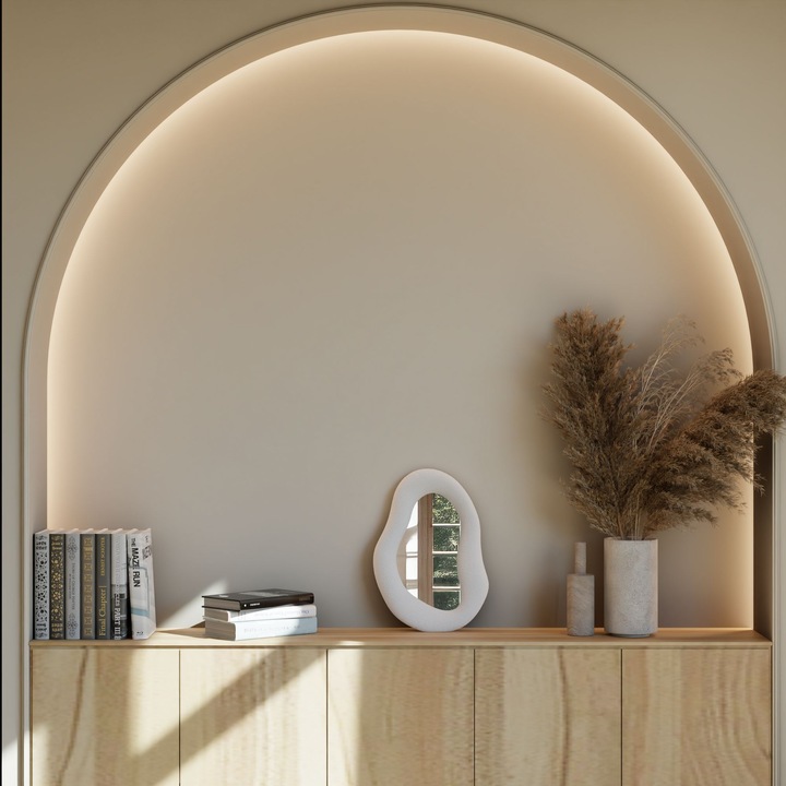 Oglinda decorativa Woody Fashion, alb, 27x40cm, 5cm grosime