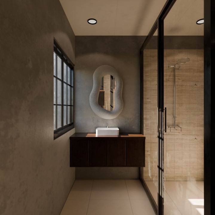 Woody Fashion Dísztükör, betonszürke, 50x80cm, 4mm üvegvastagság