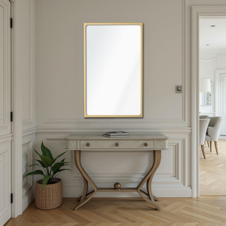 Woody Fashion dekoratív tükör, 30x50cm, arany, MDF keret