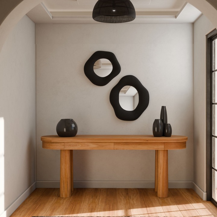 Woody Fashion dekoratív tükör szett, 2 darab, fekete, 45x45cm, 50x60cm