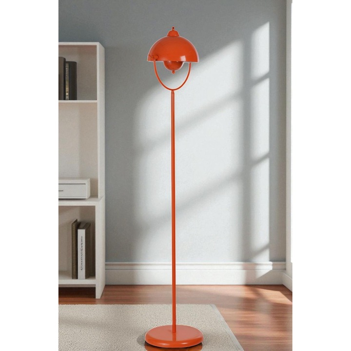 Lampa de podea, Opviq, 165cm, metal, portocalie, cablu 150cm