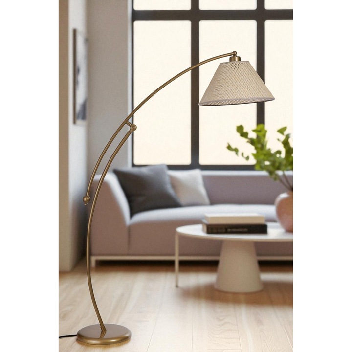 Lampa de podea Opviq, bej si aur, 155cm, design modern si clasic