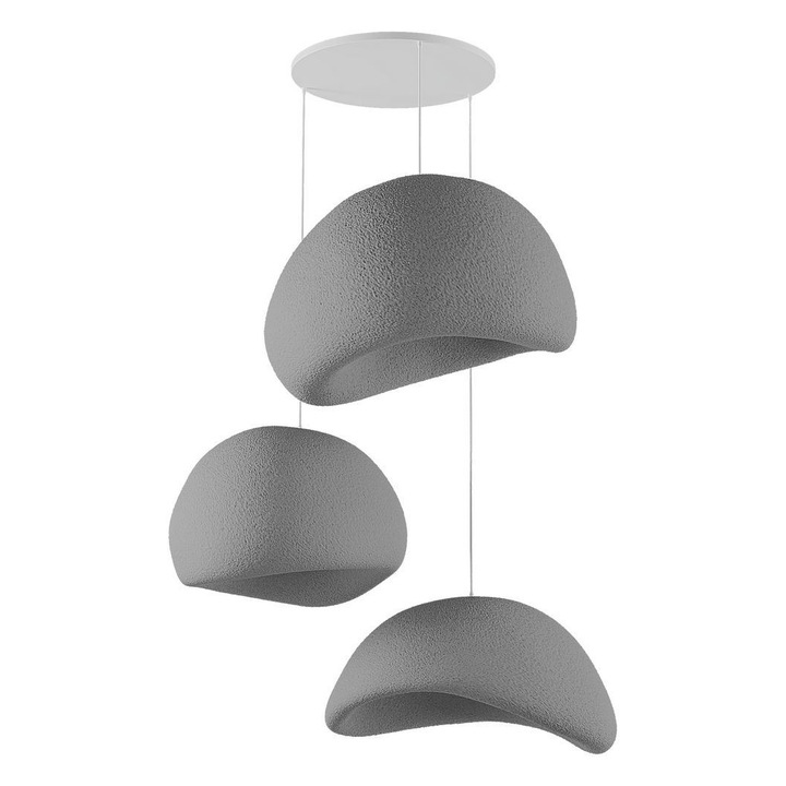 Lustra, Opviq, 5B, gri beton, 50x45x32cm, inaltime ajustabila 35-120cm