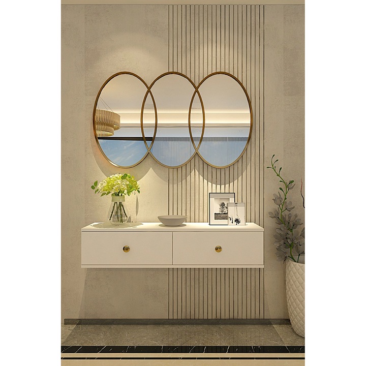 Comoda Woody Fashion 448, alb, 120x25,6x29,6cm, fixare pe perete