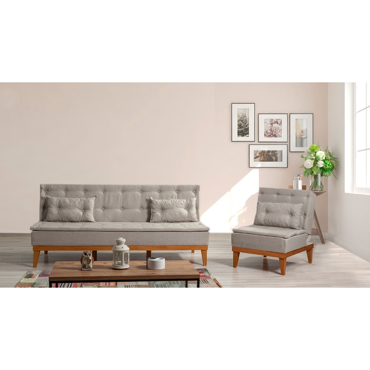 Set canapea-pat, Atelier Del Sofa, crem, 180x80cm, 184x107cm