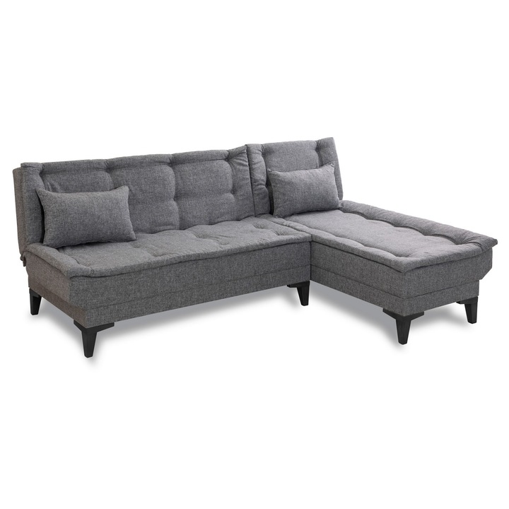 Canapea coltar extensibila, Atelier Del Sofa, gri inchis, 225x85x86cm, pat 107x225cm