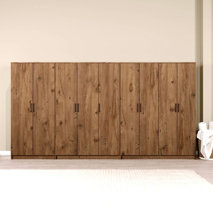 Dulap Woody Fashion, Atlantic Pine, 340x180x51.8cm, 18mm grosime, cu rafturi multiple
