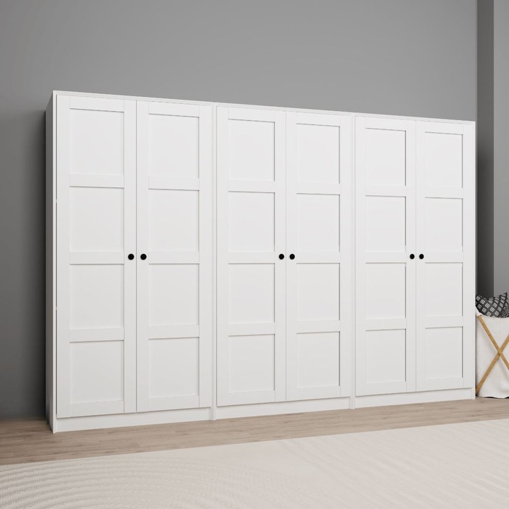 Dulap Woody Fashion, alb, 280x190x60cm, cu rafturi multiple