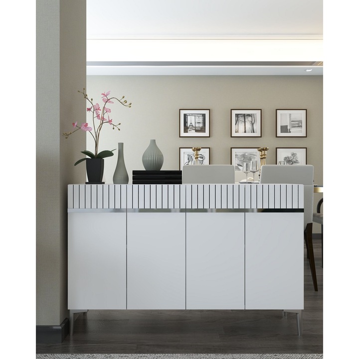 Consola Woody Fashion, alb, 120x80x29,6cm, cu rafturi multiple, fixare pe perete